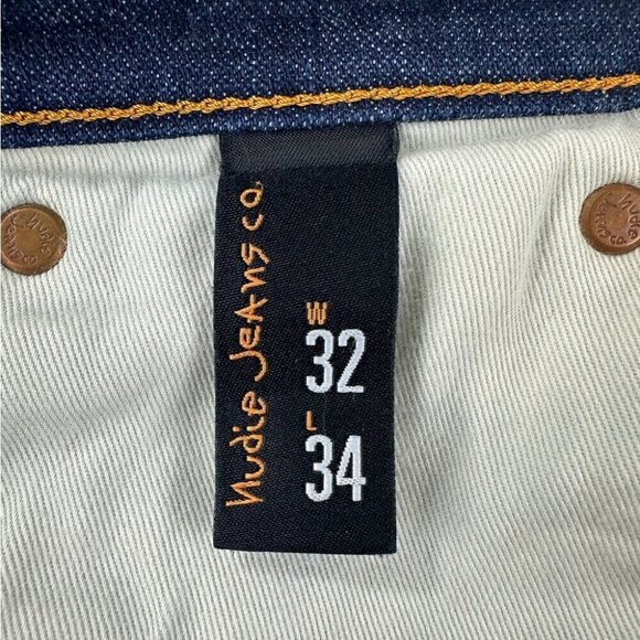Nudie Jeans Co Dark Blue Denim thin Finn Dry Tight Pants Men’s Size 32x34 US - Picture 2 of 15